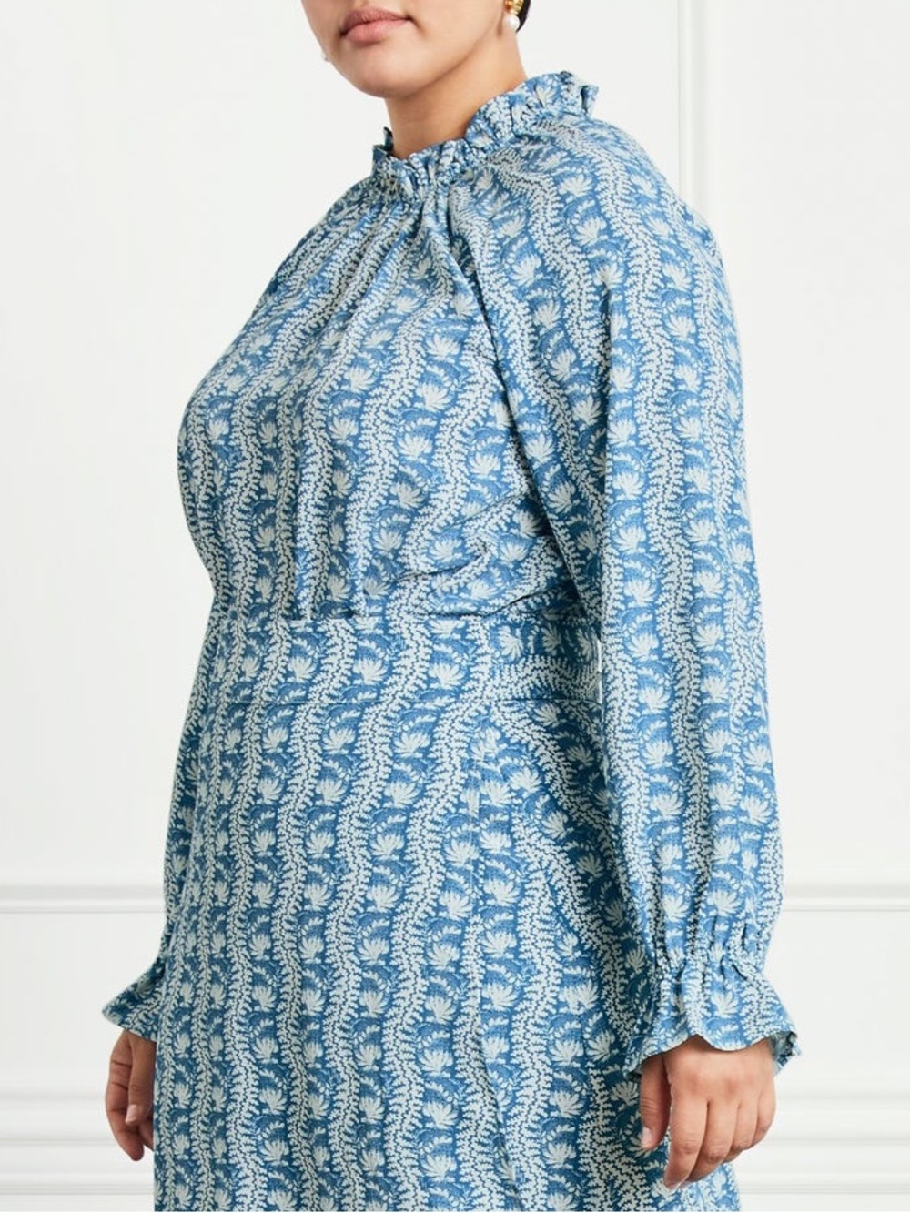 Hill House the Millie top XS trailing vine linear floral crepe ruffle blouse